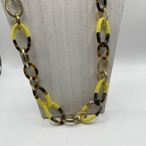 J.Crew Tortoise Links‎ yellow seed beads gold tone 30" jcrew